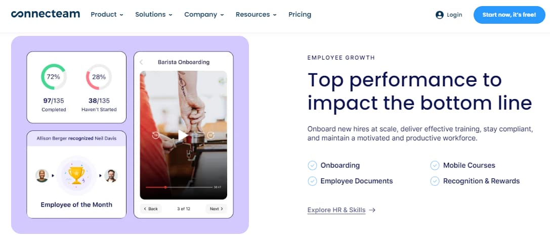 17 Best Employee Performance Review Software 3 Connecteam Homepage Image