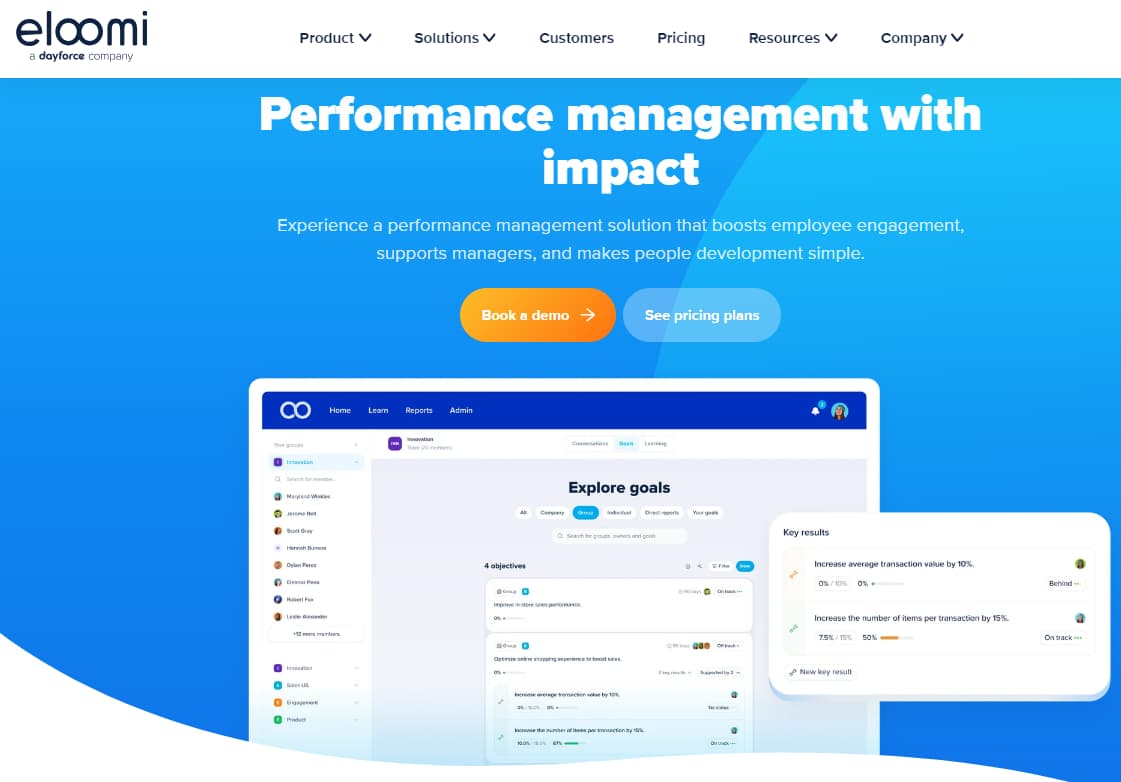 17 Best Employee Performance Review Software 5 Eloomi Homepage