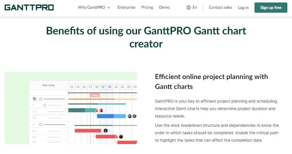 26 Best Online Gantt Chart Software For Free In 2024 7 GanttPro Homepage Chart