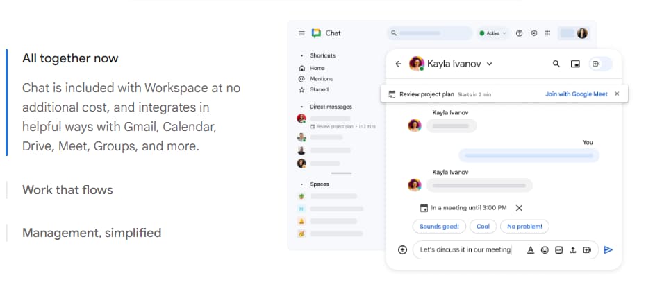 Slack Vs Google Chat: Review And Which Is Best For Your Business 5 Google Chat with Other Google Products