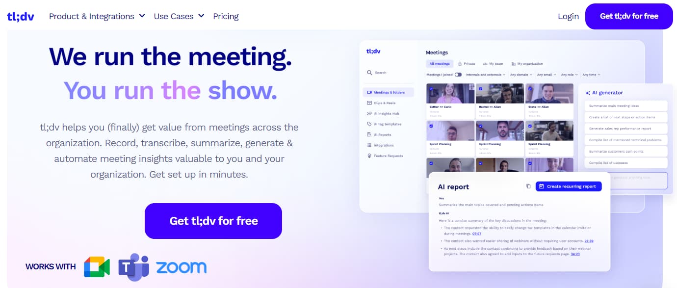 13 Best AI Tools For Note Taking In 2024 9 TLDV AI Meeting Notetaker