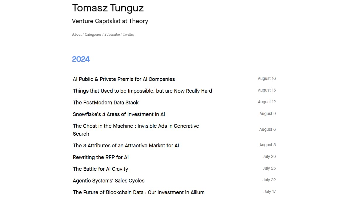 27 Best SaaS Blogs to Follow in 2024 for Industry Insights 18 Tomasz Tunguz Page